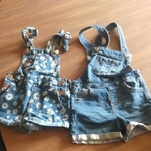 Kids Denim Overalls Set - Blue Floral and Solid